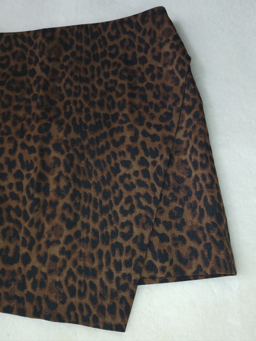 Ann Taylor Leopard Print Wrap-Front Mini Skirt - Picture 3 of 6